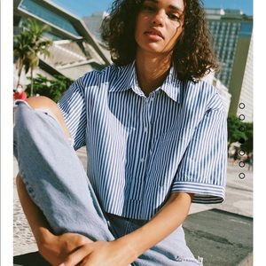 NWOT/zara stripped quilted shirt/M